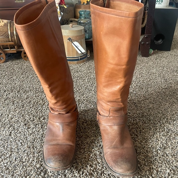 Frye Shoes - Frye Phillip Knee High Womens Harness Boots Brown 7.5